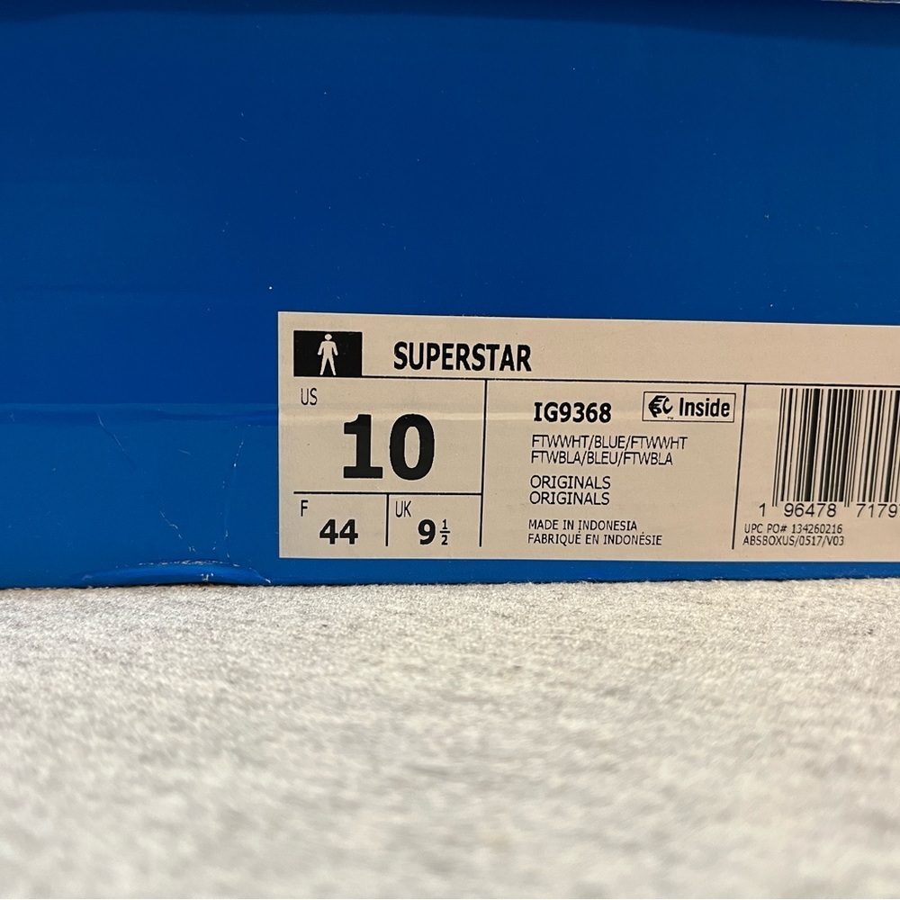Adidas Superstar Cloud White Blue  Casual Sneakers Men's Shoe Size 10 IG9368​​ - Picture 11 of 12